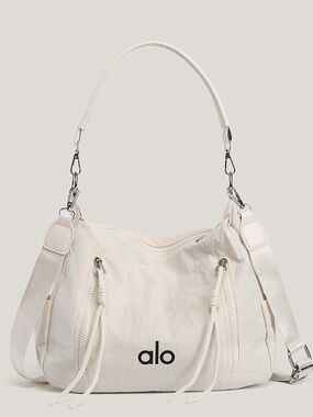 ALO Yoga Cream Nylon Shoulder Bag with Detachable Strap